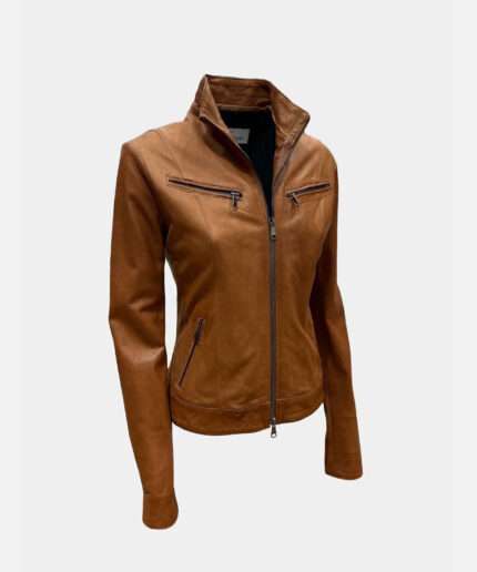 072 Style Leather Jacket Cuoio - Side