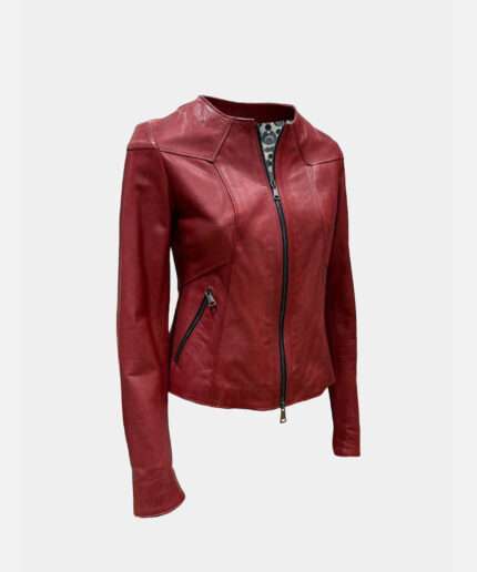 GA323 Style Leather Jacket Rosso - Side