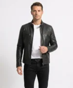 GA145 Men's Leather Racer Jacket - Image 2